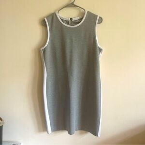 209 WST Gray Sleeveless Bodycon Zip Back Dress White Detailing